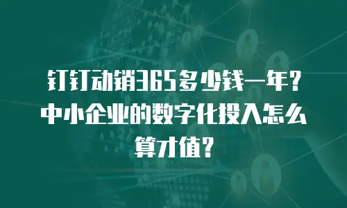 钉钉动销365多少钱一年？中小企业的数字化投入怎么算才值？