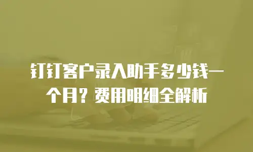 钉钉客户录入助手多少钱一个月？费用明细全解析
