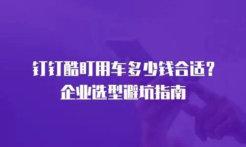 钉钉酷盯用车多少钱合适？企业选型避坑指南