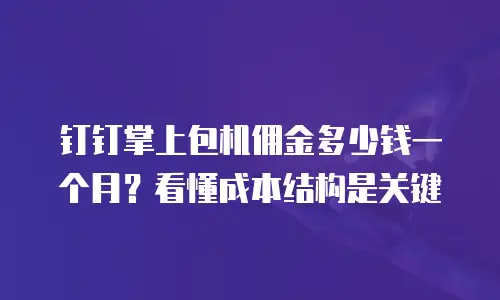 钉钉掌上包机佣金多少钱一个月？看懂成本结构是关键