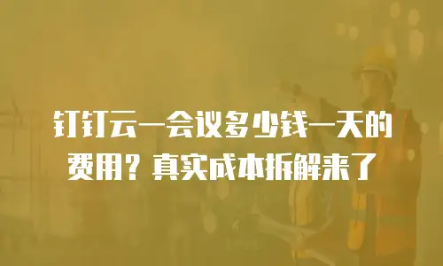 钉钉云一会议多少钱一天的费用？真实成本拆解来了