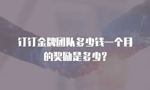 钉钉金牌团队多少钱一个月的奖励是多少？