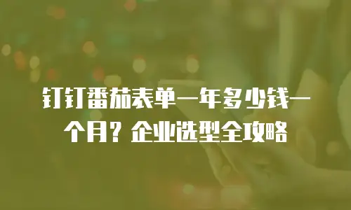 钉钉番茄表单一年多少钱一个月？企业选型全攻略