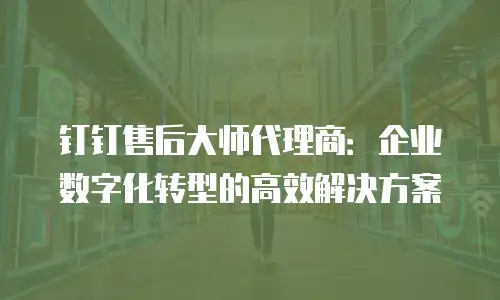 钉钉售后大师代理商：企业数字化转型的高效解决方案