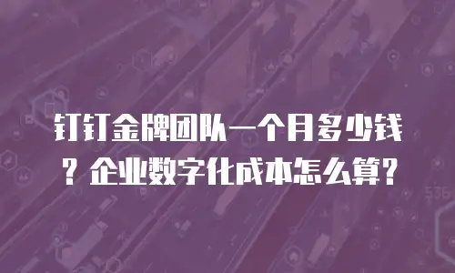 钉钉金牌团队一个月多少钱？企业数字化成本怎么算？