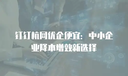 钉钉杭网优企便宜：中小企业降本增效新选择