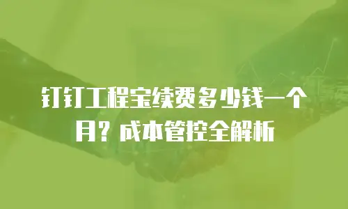 钉钉工程宝续费多少钱一个月？成本管控全解析
