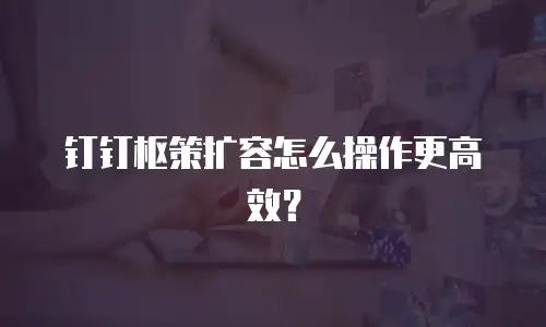钉钉枢策扩容怎么操作更高效？