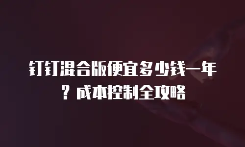 钉钉混合版便宜多少钱一年？成本控制全攻略