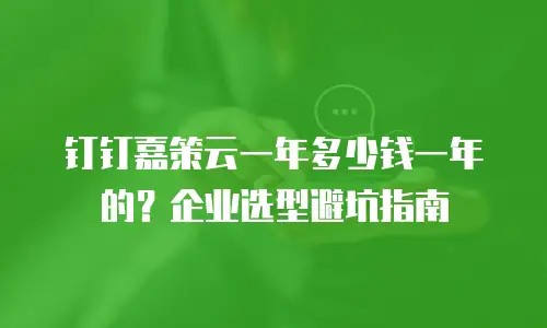 钉钉嘉策云一年多少钱一年的？企业选型避坑指南