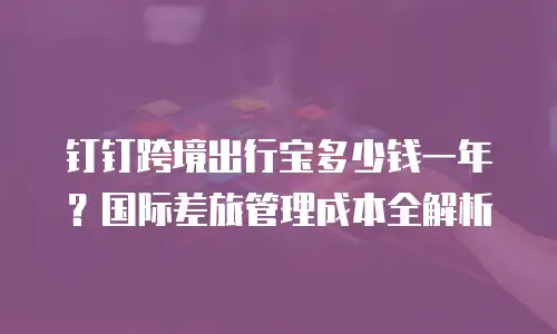 钉钉跨境出行宝多少钱一年？国际差旅管理成本全解析