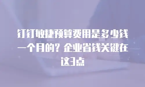 钉钉敏捷预算费用是多少钱一个月的？企业省钱关键在这3点