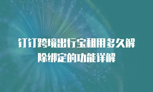 钉钉跨境出行宝租用多久解除绑定的功能详解