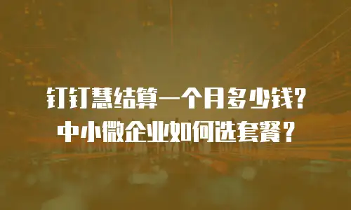 钉钉慧结算一个月多少钱？中小微企业如何选套餐？