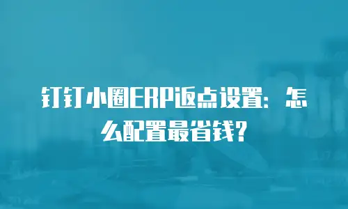钉钉小圈ERP返点设置：怎么配置最省钱？