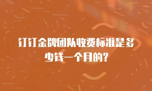 钉钉金牌团队收费标准是多少钱一个月的？