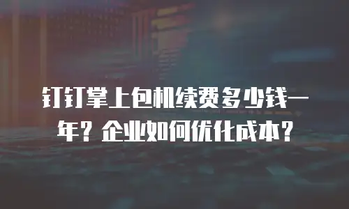 钉钉掌上包机续费多少钱一年？企业如何优化成本？
