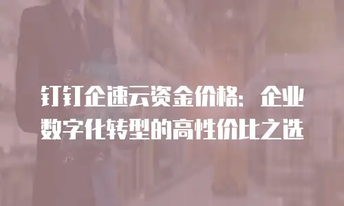 钉钉企速云资金价格：企业数字化转型的高性价比之选