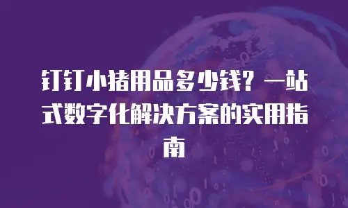 钉钉小猪用品多少钱？一站式数字化解决方案的实用指南