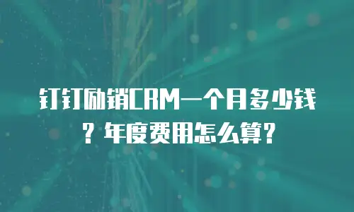 钉钉励销CRM一个月多少钱？年度费用怎么算？