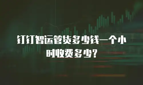 钉钉智运管货多少钱一个小时收费多少？