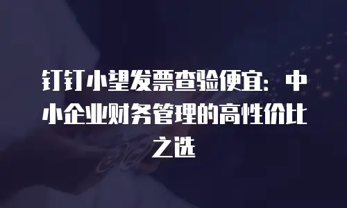 钉钉小望发票查验便宜：中小企业财务管理的高性价比之选