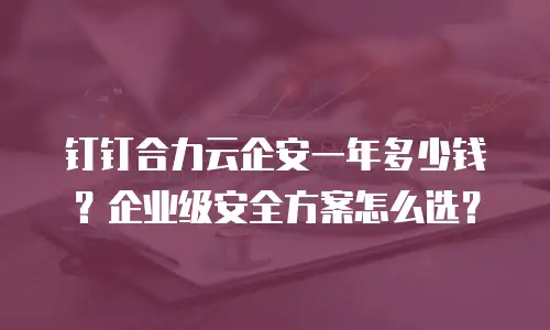 钉钉合力云企安一年多少钱？企业级安全方案怎么选？