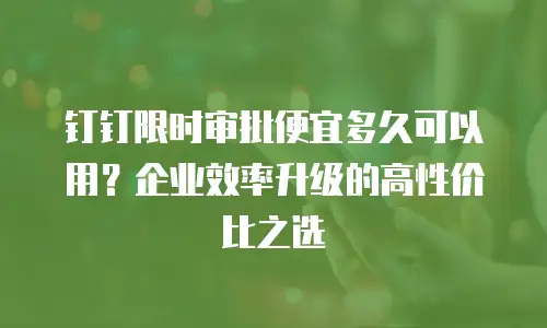 钉钉限时审批便宜多久可以用？企业效率升级的高性价比之选