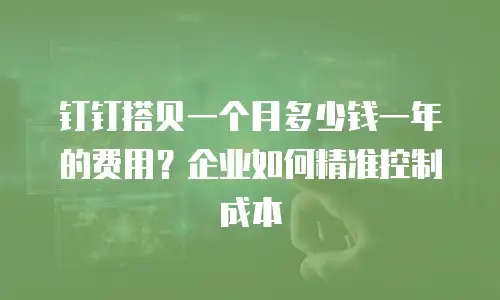 钉钉搭贝一个月多少钱一年的费用？企业如何精准控制成本