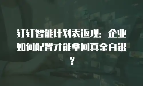 钉钉智能计划表返现：企业如何配置才能拿回真金白银？