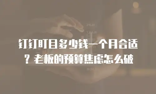 钉钉盯目多少钱一个月合适？老板的预算焦虑怎么破