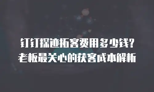 钉钉探迹拓客费用多少钱？老板最关心的获客成本解析