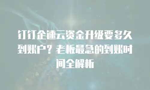 钉钉企速云资金升级要多久到账户？老板最急的到账时间全解析