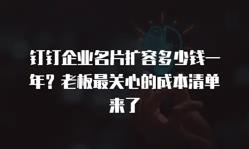 钉钉企业名片扩容多少钱一年？老板最关心的成本清单来了