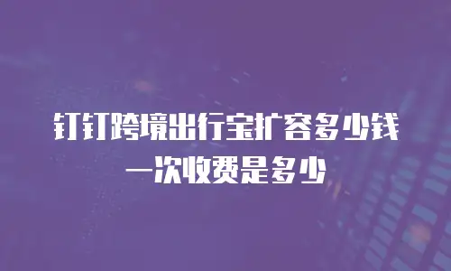 钉钉跨境出行宝扩容多少钱一次收费是多少