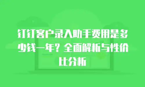 钉钉客户录入助手费用是多少钱一年？全面解析与性价比分析
