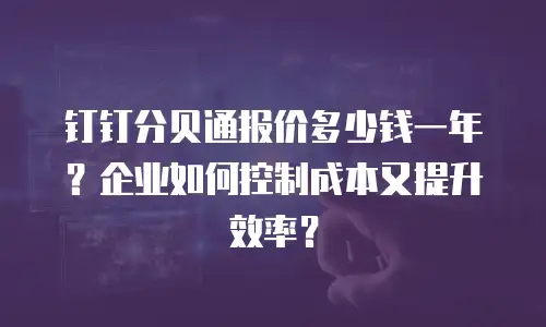 钉钉分贝通报价多少钱一年？企业如何控制成本又提升效率？