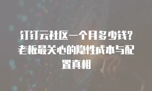 钉钉云社区一个月多少钱？老板最关心的隐性成本与配置真相