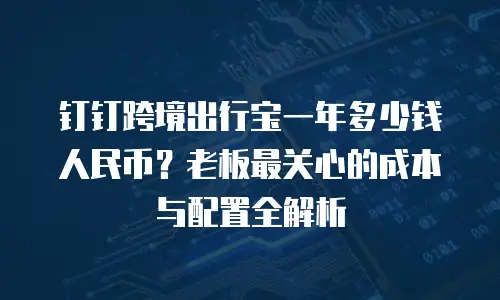 钉钉跨境出行宝一年多少钱人民币？老板最关心的成本与配置全解析