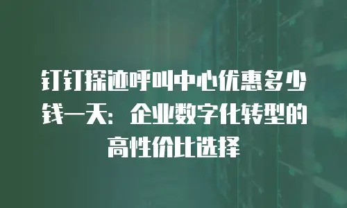 钉钉探迹呼叫中心优惠多少钱一天：企业数字化转型的高性价比选择