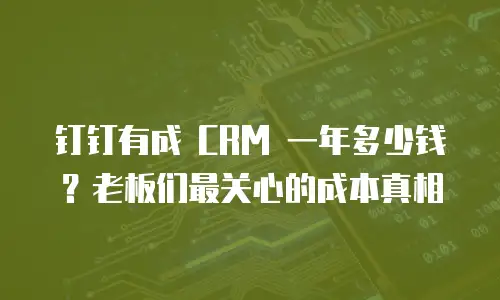 钉钉有成 CRM 一年多少钱？老板们最关心的成本真相