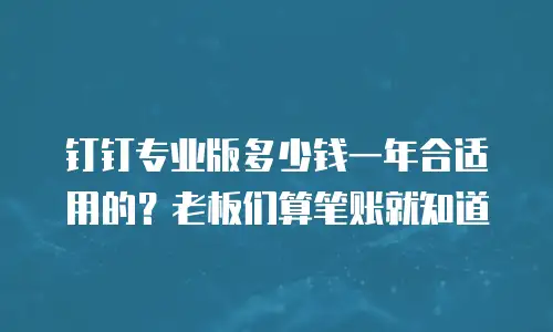 钉钉专业版多少钱一年合适用的？老板们算笔账就知道