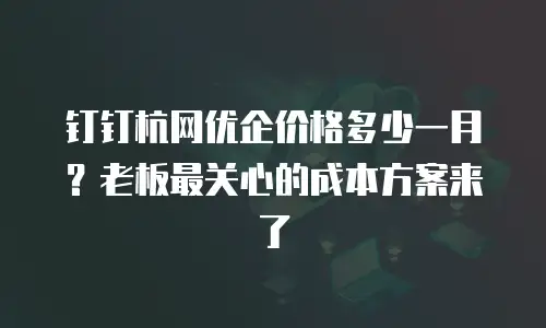 钉钉杭网优企价格多少一月？老板最关心的成本方案来了