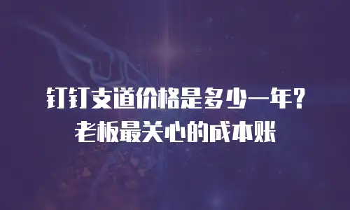 钉钉支道价格是多少一年？老板最关心的成本账