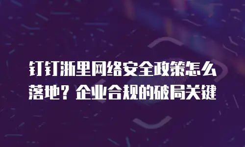 钉钉浙里网络安全政策怎么落地？企业合规的破局关键