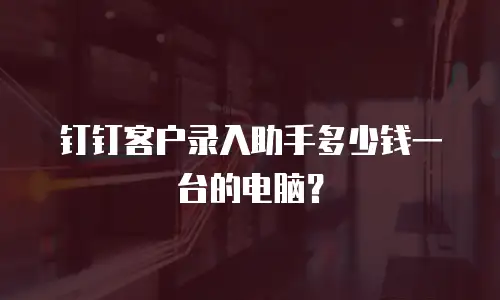 钉钉客户录入助手多少钱一台的电脑？