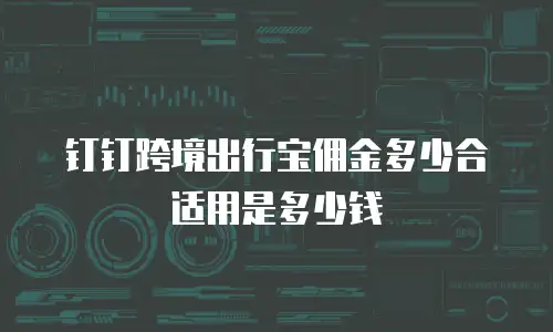 钉钉跨境出行宝佣金多少合适用是多少钱