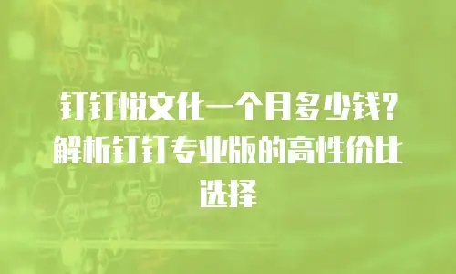 钉钉悦文化一个月多少钱？解析钉钉专业版的高性价比选择