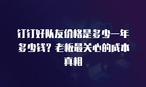 钉钉好队友价格是多少一年多少钱？老板最关心的成本真相