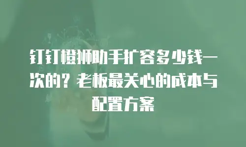 钉钉橙狮助手扩容多少钱一次的？老板最关心的成本与配置方案